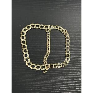 Vintage Gold Tone Double Oval Cable Link Bracelet Adjustable Extender Chain 7–9